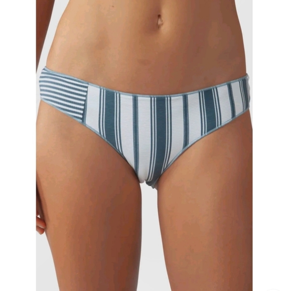 NWOT Ripcurl Women's Bikini Bottom Blue White Stripe Cheeky Coverage - Picture 8 of 11